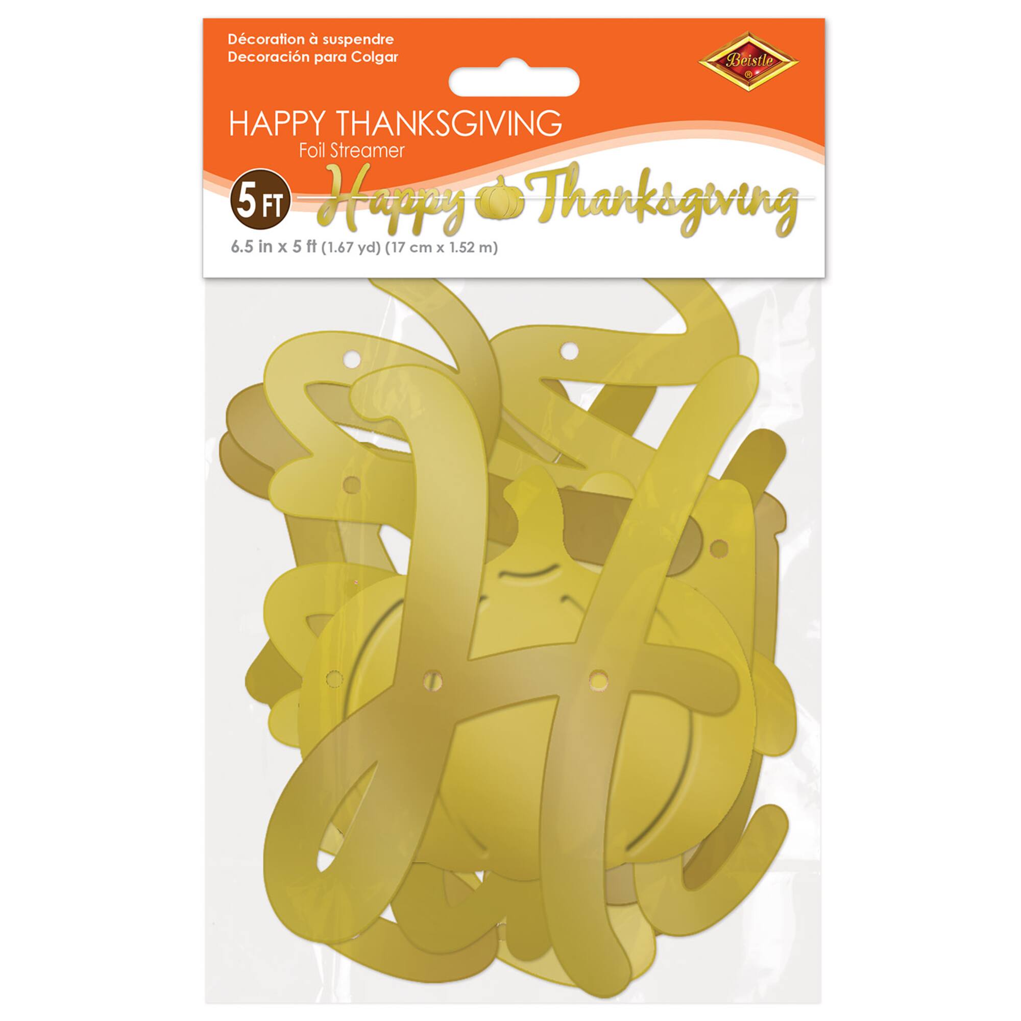 Beistle 6.5" x 5ft. Happy Thanksgiving Foil Streamers, 2ct.